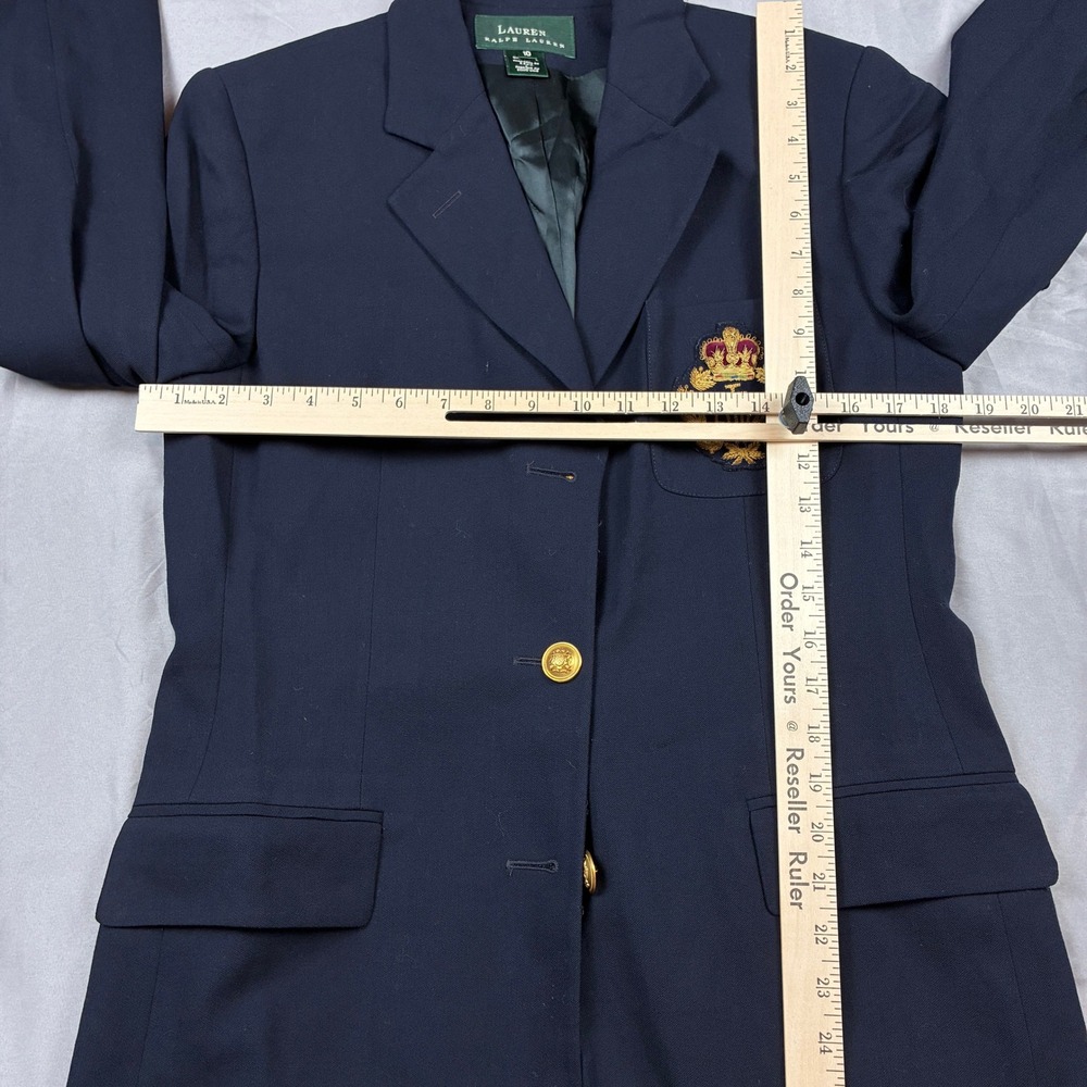 Lauren Ralph Lauren Blazer Women 10 Navy Blue Crown Crest Preppy Classic VTG - Picture 11 of 13